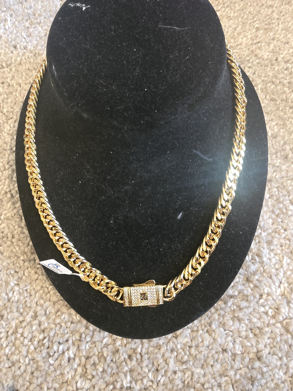 22kgp Gold Cuban Link Chain Necklace with Pavé Clasp